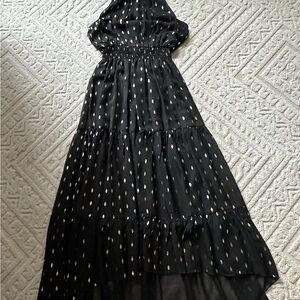 Black Maxi Dress with Gold Dot Detail